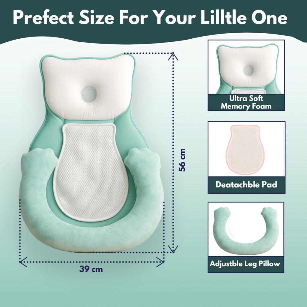 Home multi use bear shaped tummy time activity pillow with removable waterproof mats for supervised floor play, easy clean, includes extra mat