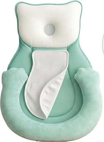 Multi-Use Bear-Shaped Tummy Time Activity Pillow with Removable Waterproof Mats - For Supervised Floor Play, Easy-Clean, Includes Extra Mat